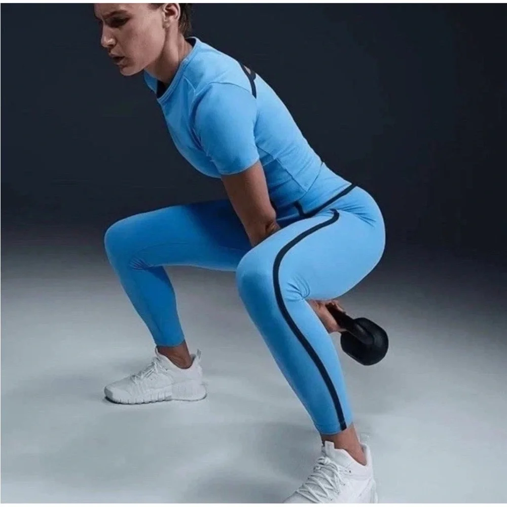 Women Nike One Dry-Fit High-Waisted 7/8 Legging Sz.Xs/Sm/XLg. Sky Blue HJ1137412 - Picture 4 of 16